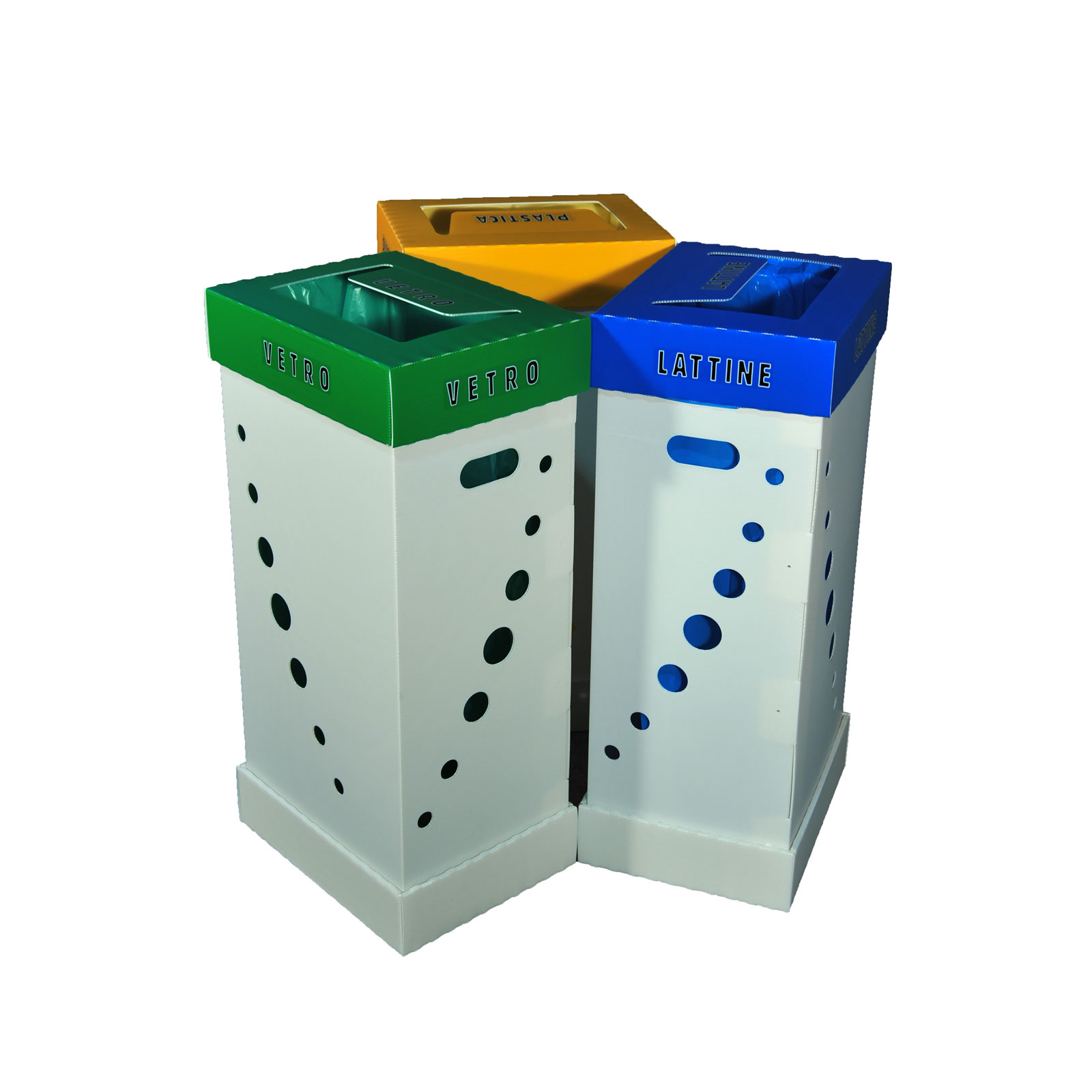 ECOEASY - CESTINO RACCOLTA DIFFERENZIATA SCUOLA, UFFICI, AREE INTERNE 100  LITRI - Bee Green - contenitore