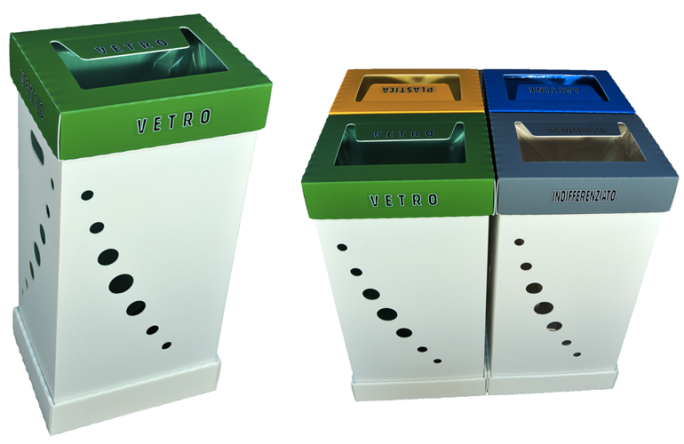 ECOEASY - CESTINO RACCOLTA DIFFERENZIATA SCUOLA, UFFICI, AREE INTERNE 100  LITRI - Bee Green - contenitore