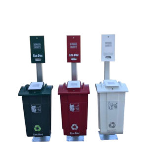 ART.1115 DEIEZIONI CANINE 65 LT. CON DISPENSER SU PALO IN ALLUMINIO