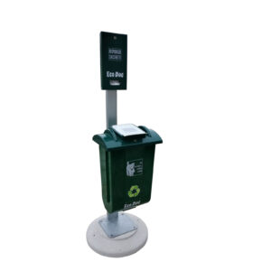 ECODOG – CONTENITORE URBANO RACCOLTA DEIEZIONI CANINE CON BASE DI CEMENTO E DISPENSER EDUCATIVO 1236